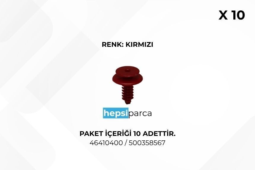 Star 0313 Kırmızı Döşeme Kapı Klipsi 46410400 Fiat Tempra Iveco 500358567 Lancia 10lu Paket