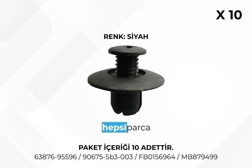 Star 4839 Klips Davlumbaz 8,2X20mm 63876-95596 Nissan Honda 90675-Sb3-003 Mazda FB0156964 Mitsubishi MB879499 10lu Paket