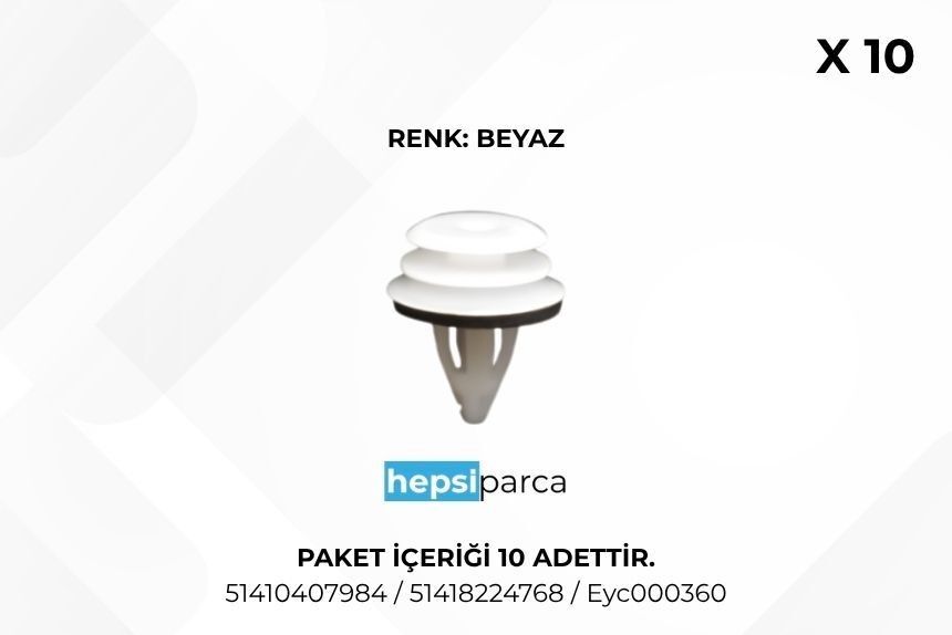 Star 3954-1 Klips Döşeme Contalı 51410407984 51418224768 BMW Land Rover Eyc000360 10lu Paket