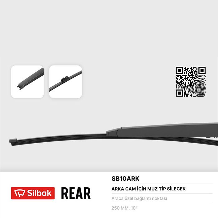 Silbak SB10ARK Clio IV 15> Citroen C5 08>Silecek Süpürgesi Arka Muz Tip 250mm