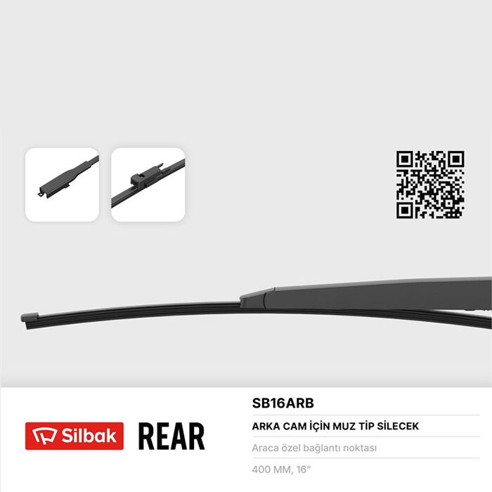 Silbak SB16ARB Doblo 10> Tek Kapı Silecek Süpürgesi Arka Muz Tip 400mm