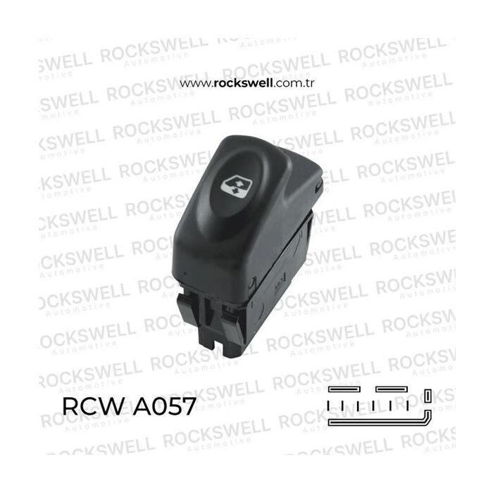 Rockswell A057 Cam Açma Düğmesi Sağ/Sol 6 Pin Renault Clio 2-II Kangoo Megane 1-I