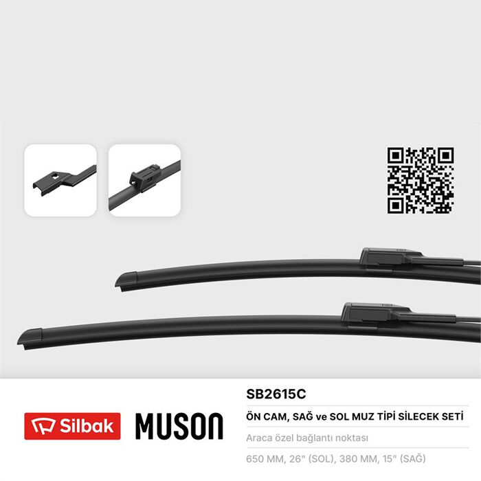 Silbak SB2615C Partner Tepee Berlingo Silecek Süpürge Takımı Muz Tip