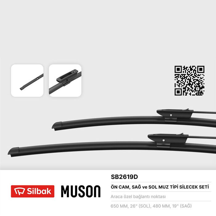 Silbak SB2619D Nemo Bipper Fiorino Silecek Süpürge Takımı Ön Muz Tip