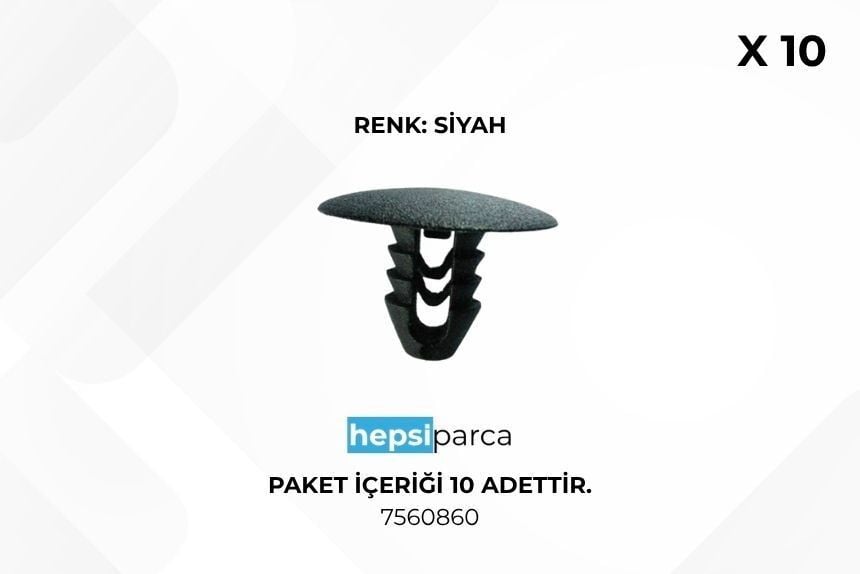 Star 2720 Klips Döşeme Siyah 8,2x14x20mm 7560860 Tofaş Fiat 10lu Paket